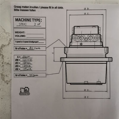 ベルパーツ エグババターパーツ TM01 New Holl1and CX18 1トンの液圧移動モーター